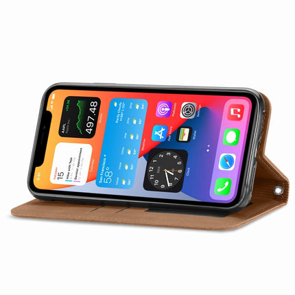 Retro Skin Feel Business Magnetic Horizontal Flip Leather Case with Holder & Card Slots & Wallet & Photo Frame For iPhone 12 Pro Max(Brwon)-garmade.com