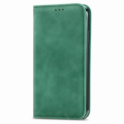Retro Skin Feel Business Magnetic Horizontal Flip Leather Case with Holder & Card Slots & Wallet & Photo Frame For iPhone 12 Pro Max(Green)-garmade.com