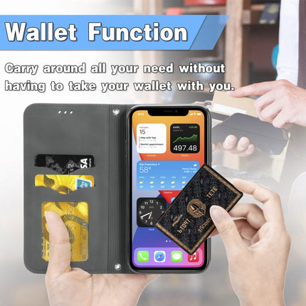 Retro Skin Feel Business Magnetic Horizontal Flip Leather Case with Holder & Card Slots & Wallet & Photo Frame For iPhone 12 Pro Max(Grey)-garmade.com