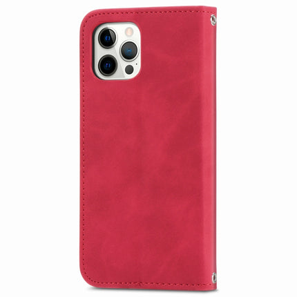Retro Skin Feel Business Magnetic Horizontal Flip Leather Case with Holder & Card Slots & Wallet & Photo Frame For iPhone 12 Pro Max(Red)-garmade.com