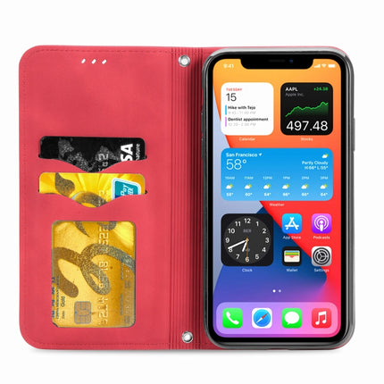 Retro Skin Feel Business Magnetic Horizontal Flip Leather Case with Holder & Card Slots & Wallet & Photo Frame For iPhone 12 Pro Max(Red)-garmade.com