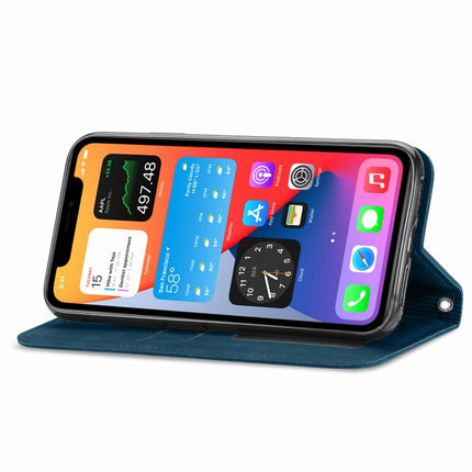 Retro Skin Feel Business Magnetic Horizontal Flip Leather Case with Holder & Card Slots & Wallet & Photo Frame For iPhone 12 / 12 Pro(Blue)-garmade.com