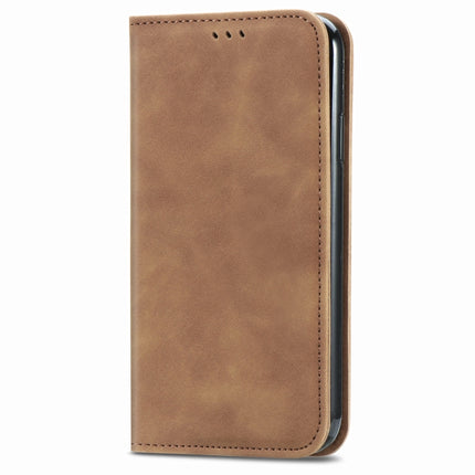 Retro Skin Feel Business Magnetic Horizontal Flip Leather Case with Holder & Card Slots & Wallet & Photo Frame (Brwon)-garmade.com