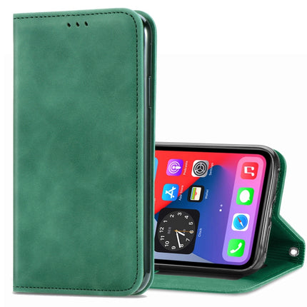 Retro Skin Feel Business Magnetic Horizontal Flip Leather Case with Holder & Card Slots & Wallet & Photo Frame (Green)-garmade.com