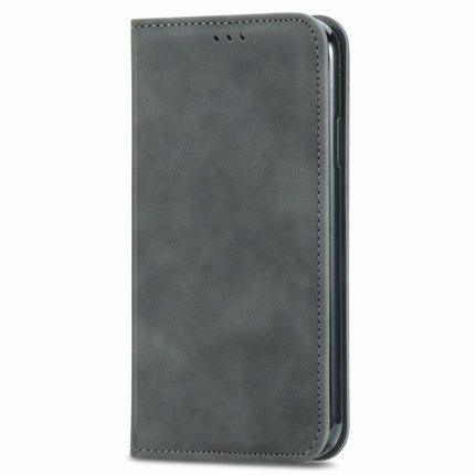 Retro Skin Feel Business Magnetic Horizontal Flip Leather Case with Holder & Card Slots & Wallet & Photo Frame (Grey)-garmade.com