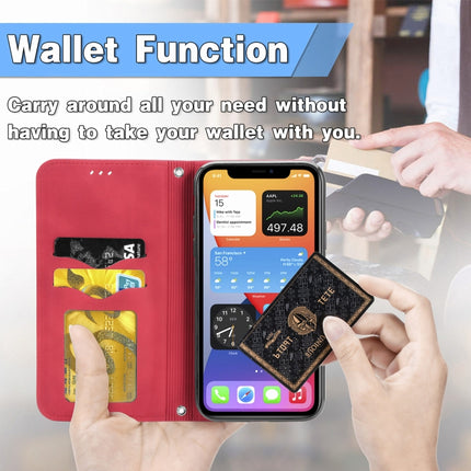 Retro Skin Feel Business Magnetic Horizontal Flip Leather Case with Holder & Card Slots & Wallet & Photo Frame (Red)-garmade.com