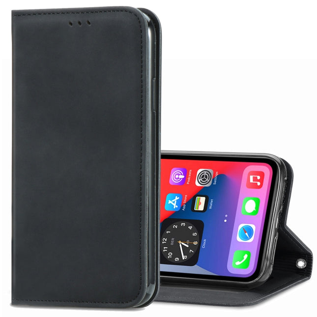 Retro Skin Feel Business Magnetic Horizontal Flip Leather Case with Holder & Card Slots & Wallet & Photo Frame For iPhone 12 mini(Black)-garmade.com