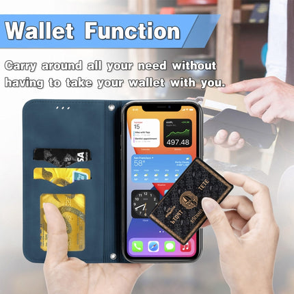 Retro Skin Feel Business Magnetic Horizontal Flip Leather Case with Holder & Card Slots & Wallet & Photo Frame For iPhone 12 mini(Blue)-garmade.com