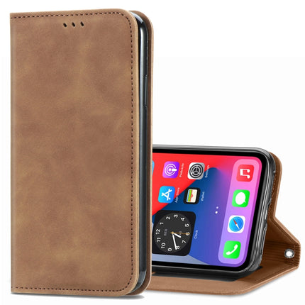 Retro Skin Feel Business Magnetic Horizontal Flip Leather Case with Holder & Card Slots & Wallet & Photo Frame For iPhone 12 mini(Brwon)-garmade.com