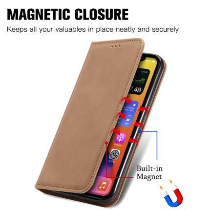 Retro Skin Feel Business Magnetic Horizontal Flip Leather Case with Holder & Card Slots & Wallet & Photo Frame For iPhone 12 mini(Brwon)-garmade.com