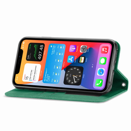 Retro Skin Feel Business Magnetic Horizontal Flip Leather Case with Holder & Card Slots & Wallet & Photo Frame For iPhone 12 mini(Green)-garmade.com