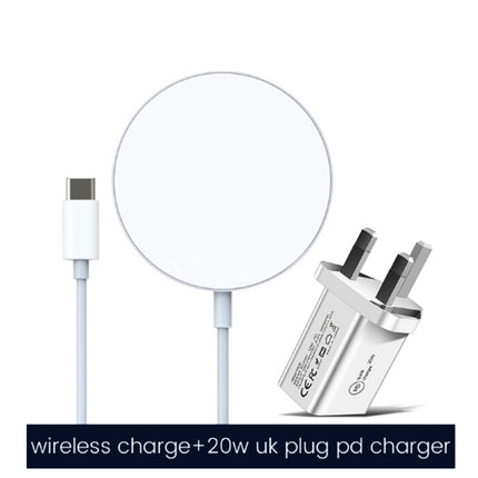 XJ-31 2 in 1 15W Magnetic Wireless Charger + PD 20W USB-C / Type-C Travel Charger Set for iPhone Series, Plug Size:UK Plug-garmade.com