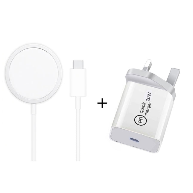 XJ-31 2 in 1 15W Magnetic Wireless Charger + PD 20W USB-C / Type-C Travel Charger Set for iPhone Series, Plug Size:UK Plug-garmade.com