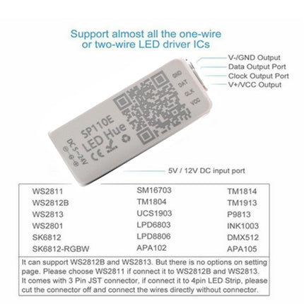 SP110E Bluetooth Pixel light Controller WS2811 WS2812B ws2812 dimmer SK6812 RGB RGBW APA102 WS2801 pixels Led Strip IOS Android-garmade.com