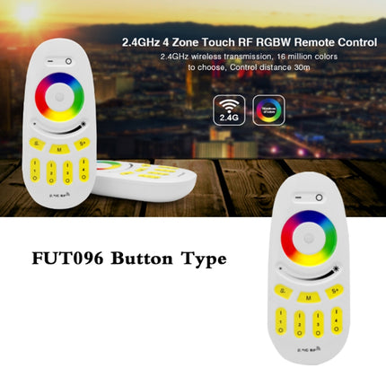 FUT095 2.4G Miboxer Button Type RGBW RF 4-Zone Wireless LED Remote Controller for LED RGBW Bulb or Strip-garmade.com