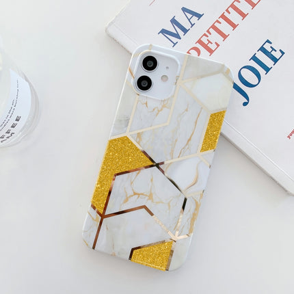 Glitter Powder Electroplated Marble TPU Phone Case For iPhone 12 Pro Max(White)-garmade.com
