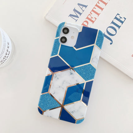 Glitter Powder Electroplated Marble TPU Phone Case For iPhone 12 Pro Max(Blue)-garmade.com