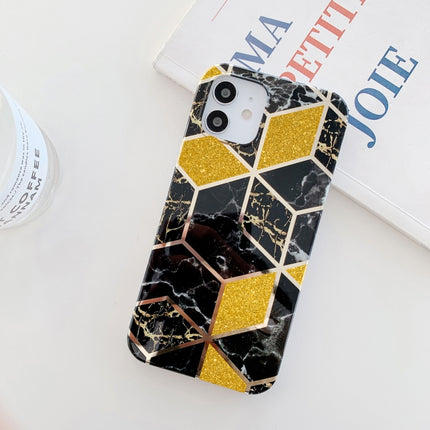 Glitter Powder Electroplated Marble TPU Phone Case For iPhone 12 Pro Max(Black)-garmade.com