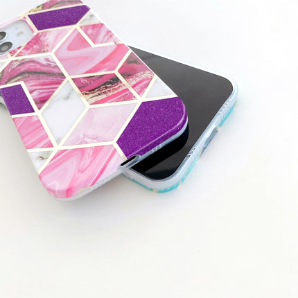 Glitter Powder Electroplated Marble TPU Phone Case For iPhone 12 Pro Max(Purple)-garmade.com