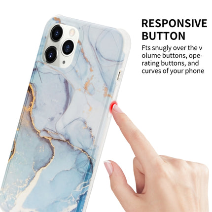 Four Corners Anti-Shattering Flow Gold Marble IMD Phone Back Cover Case For iPhone 12 Pro Max(Pulper Blue LD3)-garmade.com