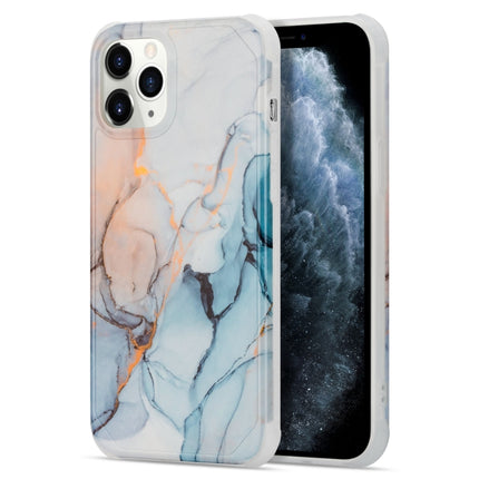 Four Corners Anti-Shattering Flow Gold Marble IMD Phone Back Cover Case For iPhone 12 Pro Max(Orange Blue LD4)-garmade.com