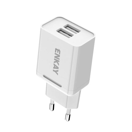 ENKAY Hat-Prince T003-1 10.5W 2.1A Dual USB Charging EU Plug Travel Power Adapter With 2.1A 1m 8 Pin Cable-garmade.com