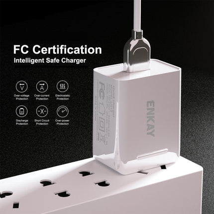 ENKAY Hat-Prince U008-1 10.5W 2.1A Dual USB Charging US Plug Travel Power Adapter With 2.1A 1m 8 Pin Cable-garmade.com