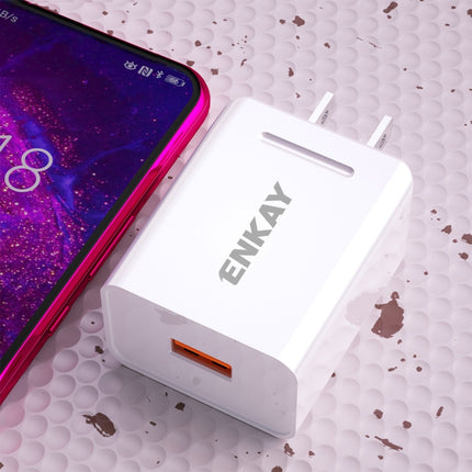 ENKAY Hat-Prince U036 18W 3A QC3.0 Fast Charging Power Adapter US Plug Portable Travel Charger With 3A 1m Type-C Cable-garmade.com