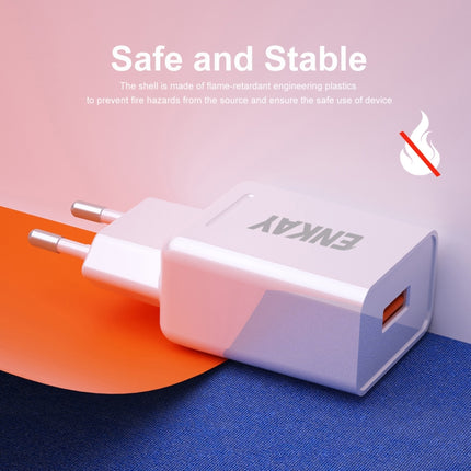 ENKAY Hat-Prince T033 18W 3A QC3.0 Fast Charging Power Adapter EU Plug Portable Travel Charger With 3A 1m Type-C Cable-garmade.com