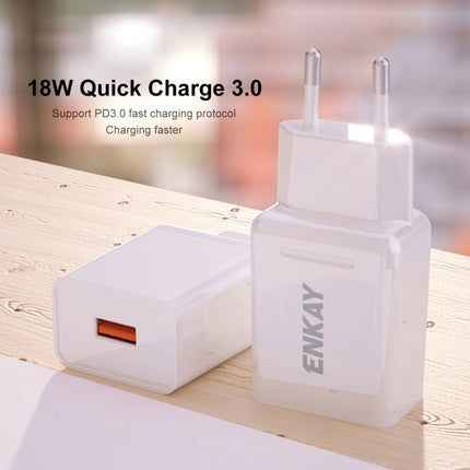 ENKAY Hat-Prince T033 18W 3A QC3.0 Fast Charging Power Adapter EU Plug Portable Travel Charger With 3A 1m Micro USB Cable-garmade.com