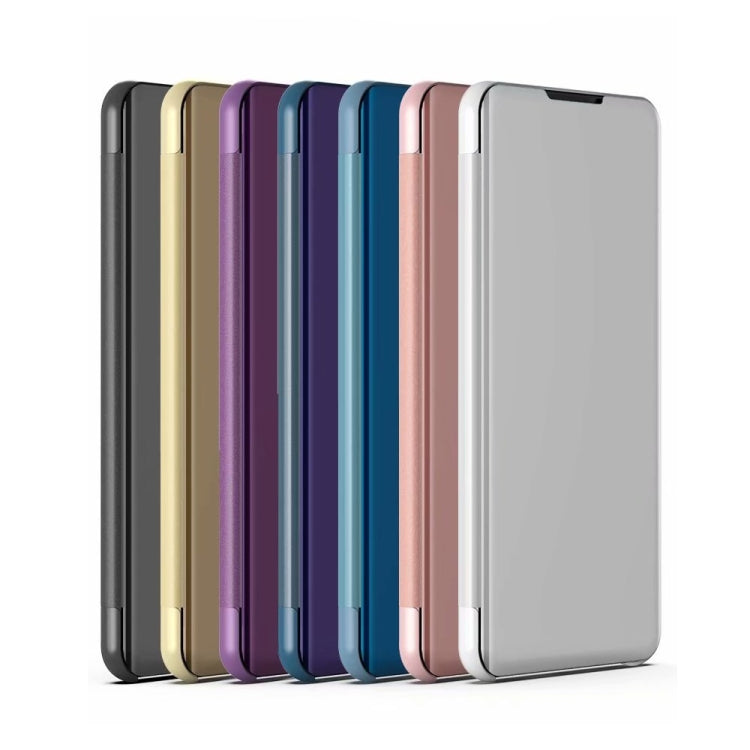 For Samsung Galaxy S21+ 5G Plated Mirror Horizontal Flip Leather Case with Holder(Black)-garmade.com