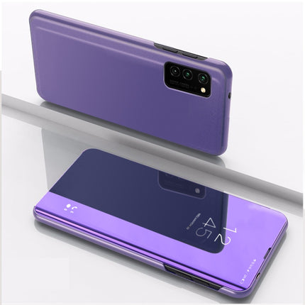 For Samsung Galaxy S21 Ultra 5G Plated Mirror Horizontal Flip Leather Case with Holder(Purple Blue)-garmade.com