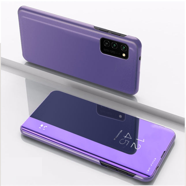For Samsung Galaxy S21 Ultra 5G Plated Mirror Horizontal Flip Leather Case with Holder(Purple Blue)-garmade.com