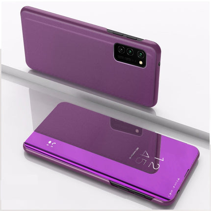 For Samsung Galaxy S21 Ultra 5G Plated Mirror Horizontal Flip Leather Case with Holder(Purple)-garmade.com