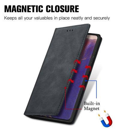 For Samsung Galaxy Note20 Retro Skin Feel Business Magnetic Horizontal Flip Leather Case with Holder & Card Slots & Wallet & Photo Frame(Black)-garmade.com