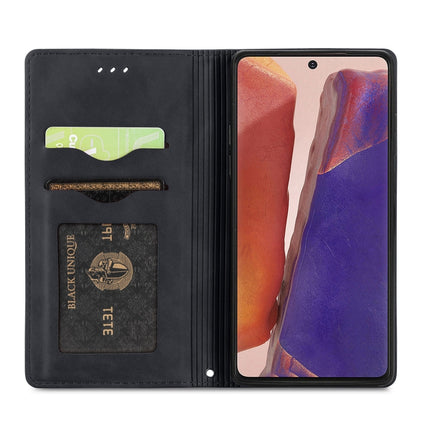 For Samsung Galaxy Note20 Retro Skin Feel Business Magnetic Horizontal Flip Leather Case with Holder & Card Slots & Wallet & Photo Frame(Black)-garmade.com
