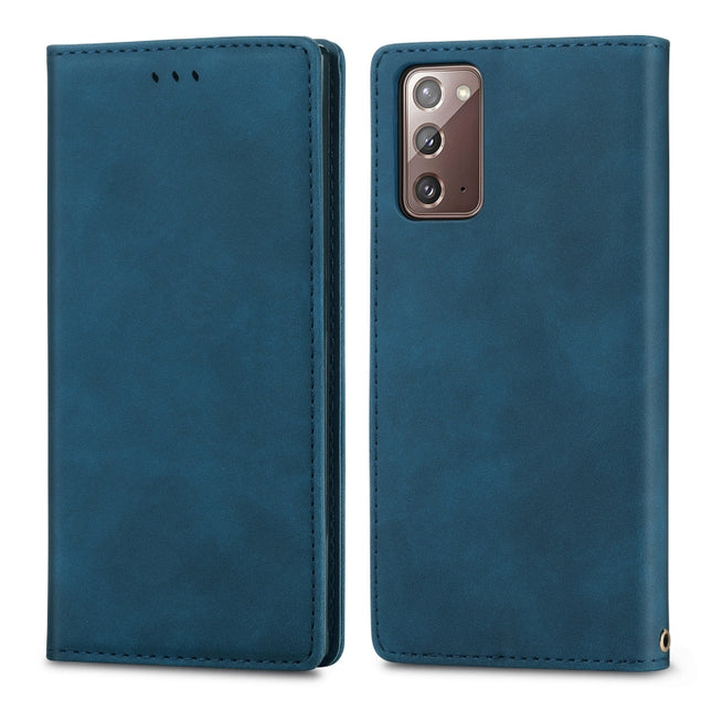 For Samsung Galaxy Note20 Retro Skin Feel Business Magnetic Horizontal Flip Leather Case with Holder & Card Slots & Wallet & Photo Frame(Blue)-garmade.com