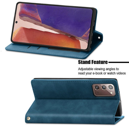 For Samsung Galaxy Note20 Retro Skin Feel Business Magnetic Horizontal Flip Leather Case with Holder & Card Slots & Wallet & Photo Frame(Blue)-garmade.com