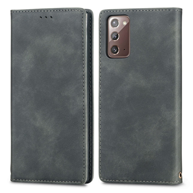 For Samsung Galaxy Note20 Retro Skin Feel Business Magnetic Horizontal Flip Leather Case with Holder & Card Slots & Wallet & Photo Frame(Grey)-garmade.com