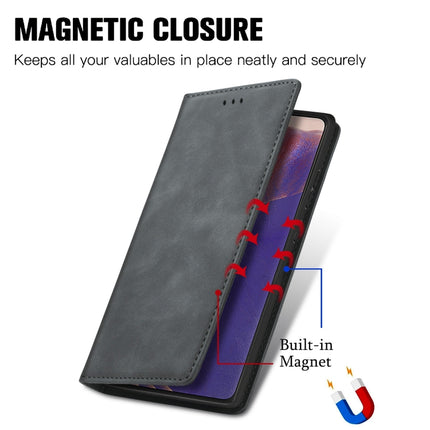 For Samsung Galaxy Note20 Retro Skin Feel Business Magnetic Horizontal Flip Leather Case with Holder & Card Slots & Wallet & Photo Frame(Grey)-garmade.com