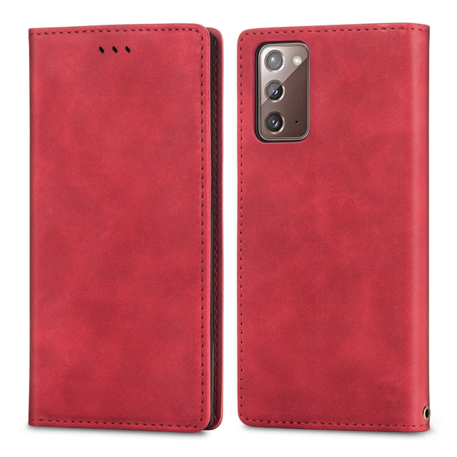 For Samsung Galaxy Note20 Retro Skin Feel Business Magnetic Horizontal Flip Leather Case with Holder & Card Slots & Wallet & Photo Frame(Red)-garmade.com