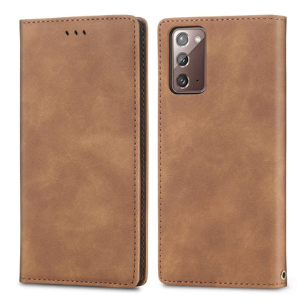 For Samsung Galaxy Note20 Retro Skin Feel Business Magnetic Horizontal Flip Leather Case with Holder & Card Slots & Wallet & Photo Frame(Brown)-garmade.com