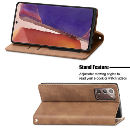 For Samsung Galaxy Note20 Retro Skin Feel Business Magnetic Horizontal Flip Leather Case with Holder & Card Slots & Wallet & Photo Frame(Brown)-garmade.com