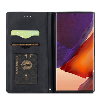 For Samsung Galaxy Note20 Ultra Retro Skin Feel Business Magnetic Horizontal Flip Leather Case with Holder & Card Slots & Wallet & Photo Frame(Black)-garmade.com