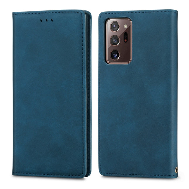 For Samsung Galaxy Note20 Ultra Retro Skin Feel Business Magnetic Horizontal Flip Leather Case with Holder & Card Slots & Wallet & Photo Frame(Blue)-garmade.com