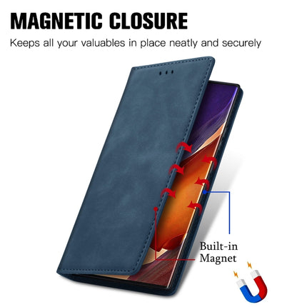 For Samsung Galaxy Note20 Ultra Retro Skin Feel Business Magnetic Horizontal Flip Leather Case with Holder & Card Slots & Wallet & Photo Frame(Blue)-garmade.com