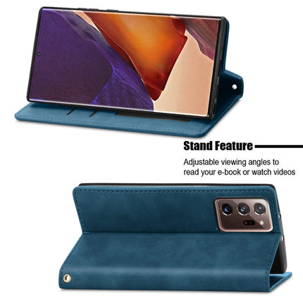For Samsung Galaxy Note20 Ultra Retro Skin Feel Business Magnetic Horizontal Flip Leather Case with Holder & Card Slots & Wallet & Photo Frame(Blue)-garmade.com