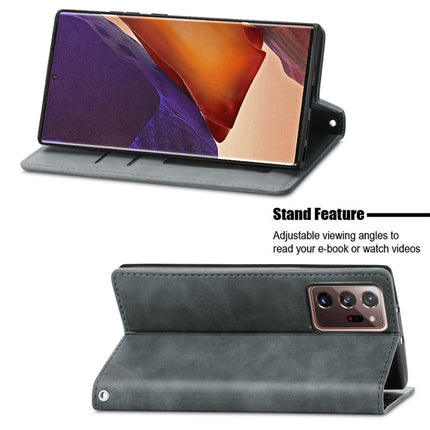For Samsung Galaxy Note20 Ultra Retro Skin Feel Business Magnetic Horizontal Flip Leather Case with Holder & Card Slots & Wallet & Photo Frame(Grey)-garmade.com