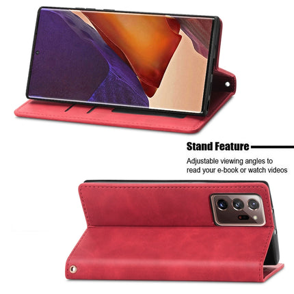 For Samsung Galaxy Note20 Ultra Retro Skin Feel Business Magnetic Horizontal Flip Leather Case with Holder & Card Slots & Wallet & Photo Frame(Red)-garmade.com