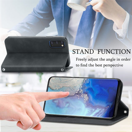 For Samsung Galaxy S20 Retro Skin Feel Business Magnetic Horizontal Flip Leather Case with Holder & Card Slots & Wallet & Photo Frame(Black)-garmade.com